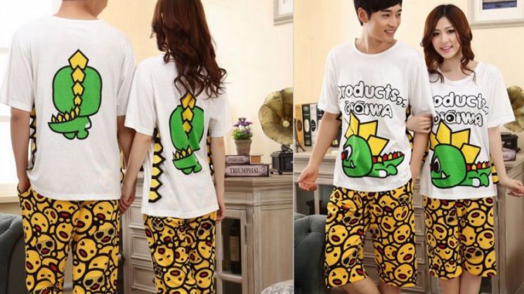 Pijamas de los amantes. pijamas emparejados