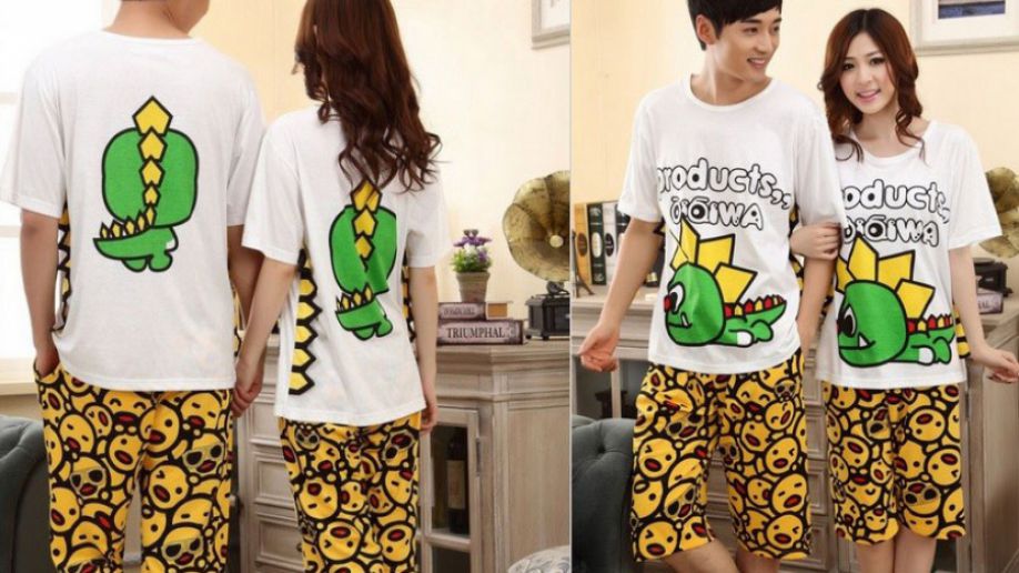 Pijamas de los amantes. pijamas emparejados